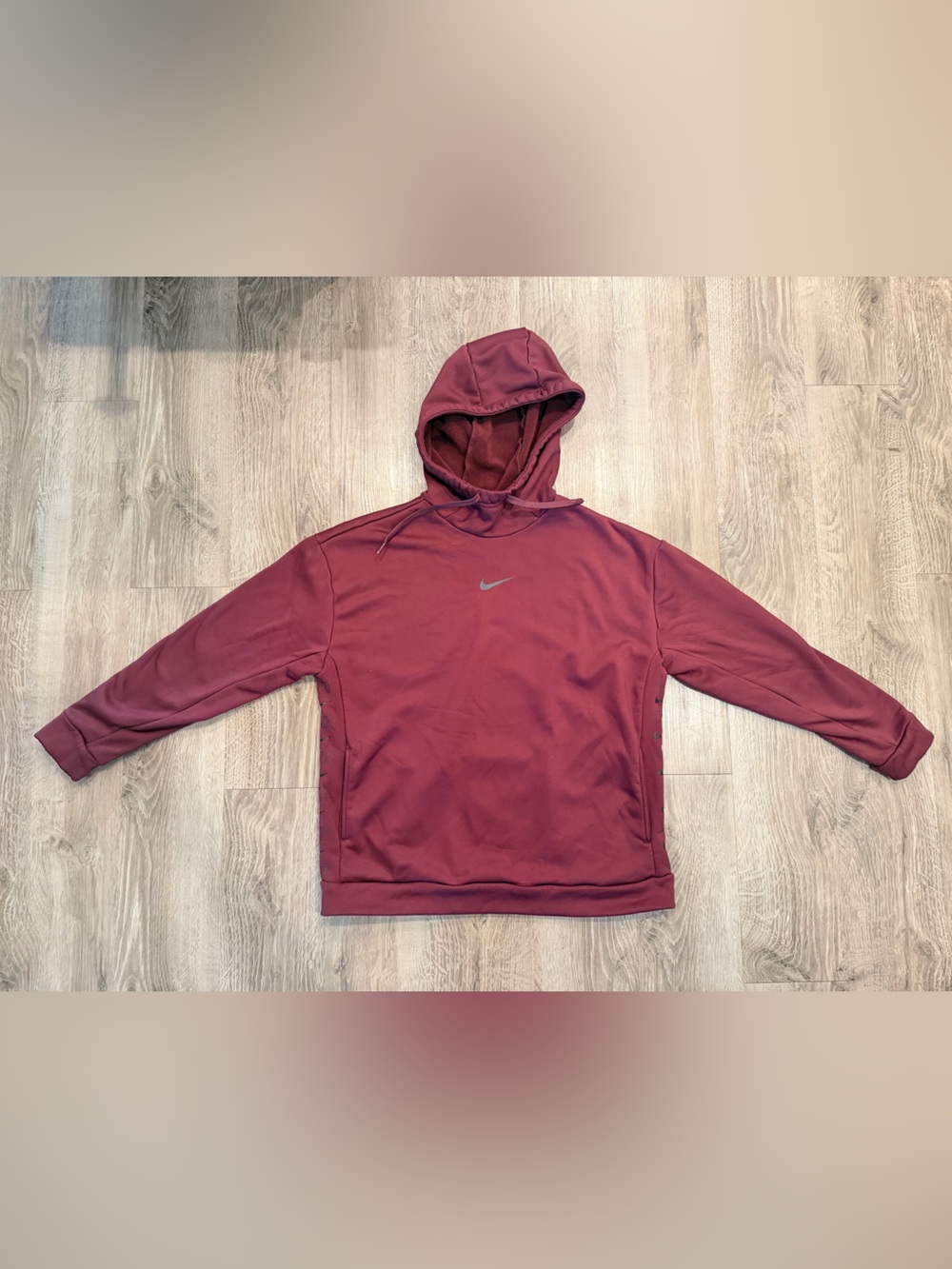 Nike Burgundy Hooded Sweatshirt with Silver Swoosh